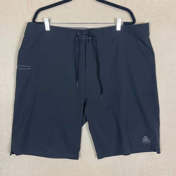 Prana Swim Trunk Mens 40 Black Drawstring Waist Zip Pocket High Rise UPF50+ - Picture 1 of 12